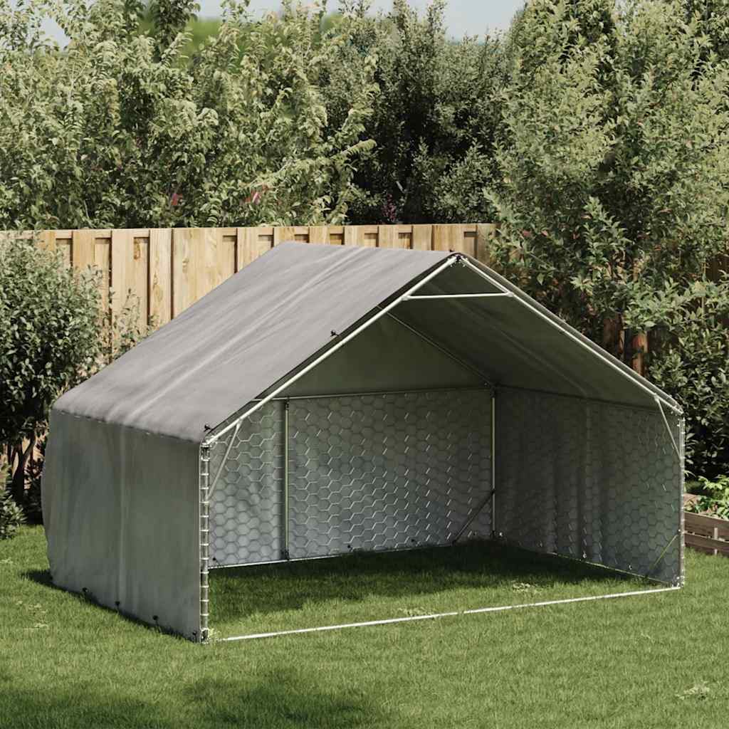 vidaXL Outdoor Dog Kennel with Cover 3x2x1.9 m Galvanised Steel