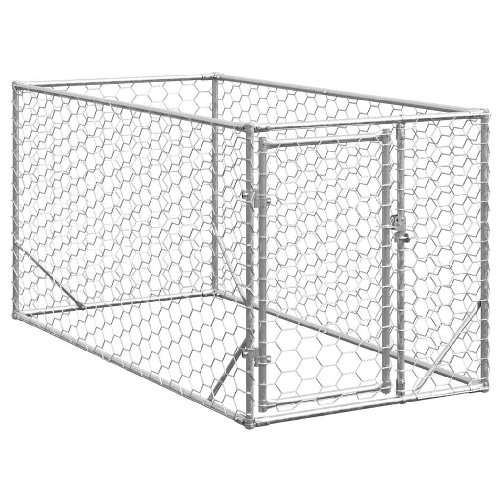 vidaXL Outdoor Dog Kennel with Door 2x1x1 m Galvanised Steel