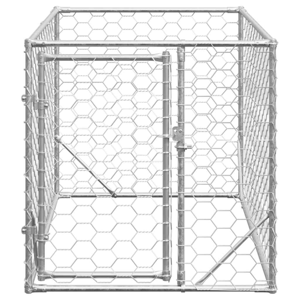 vidaXL Outdoor Dog Kennel with Door 2x1x1 m Galvanised Steel