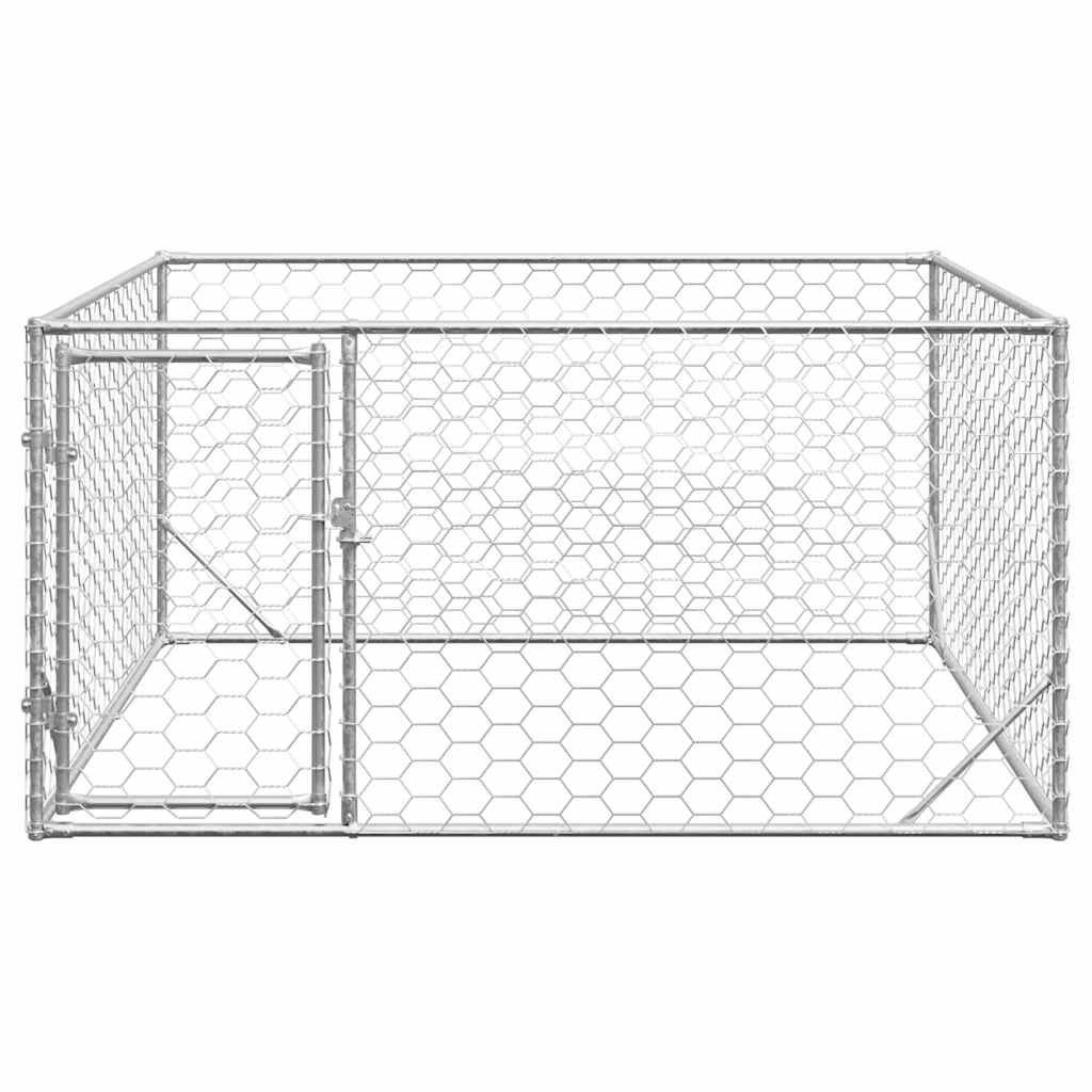 vidaXL Outdoor Dog Kennel with Door 2x2x1 m Galvanised Steel