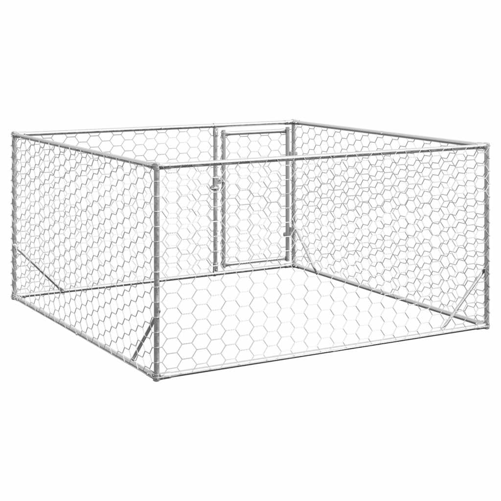 vidaXL Outdoor Dog Kennel with Door 2x2x1 m Galvanised Steel