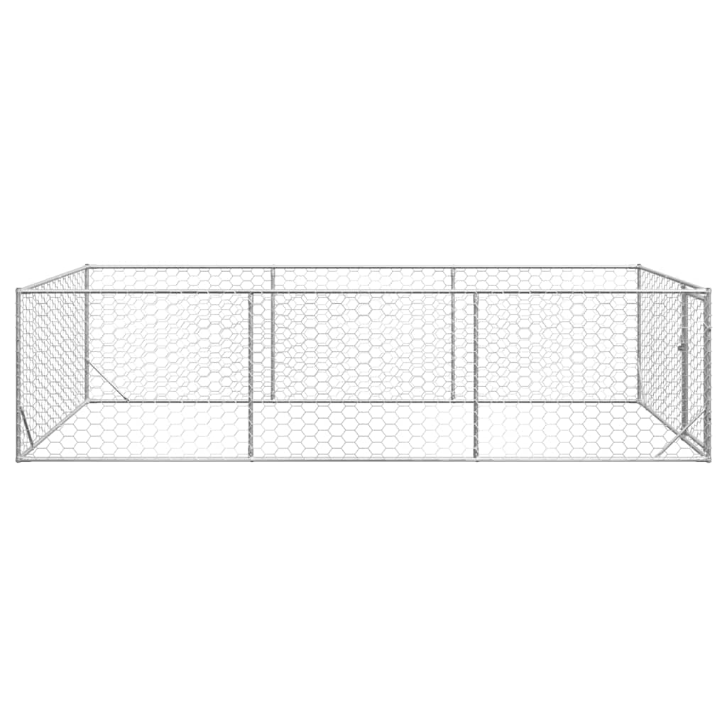 vidaXL Outdoor Dog Kennel with Door 2x4x1 m Galvanised Steel