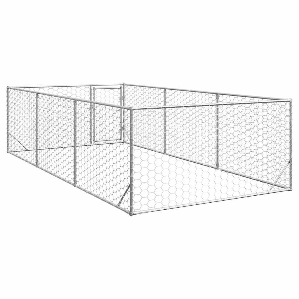 vidaXL Outdoor Dog Kennel with Door 2x4x1 m Galvanised Steel