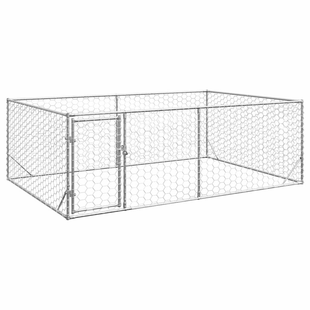 vidaXL Outdoor Dog Kennel with Door 3x2x1 m Galvanised Steel