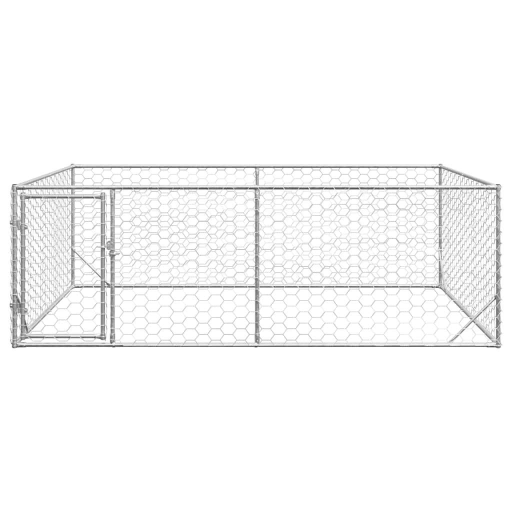 vidaXL Outdoor Dog Kennel with Door 3x2x1 m Galvanised Steel