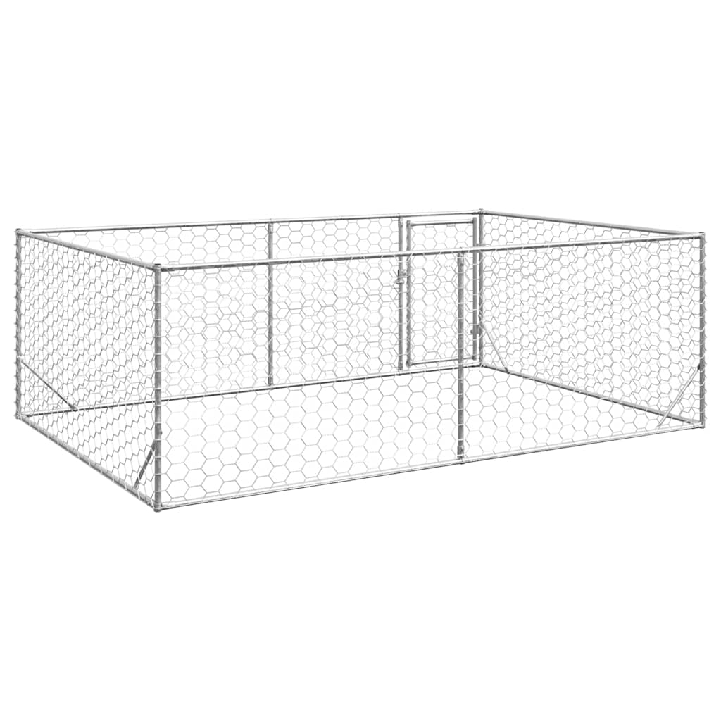 vidaXL Outdoor Dog Kennel with Door 3x2x1 m Galvanised Steel