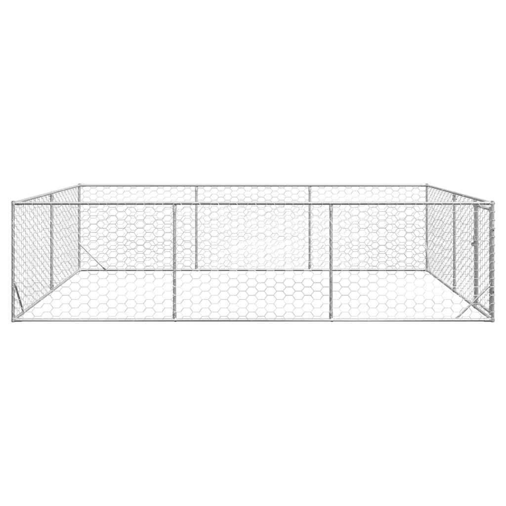 vidaXL Outdoor Dog Kennel with Door 3x4x1 m Galvanised Steel