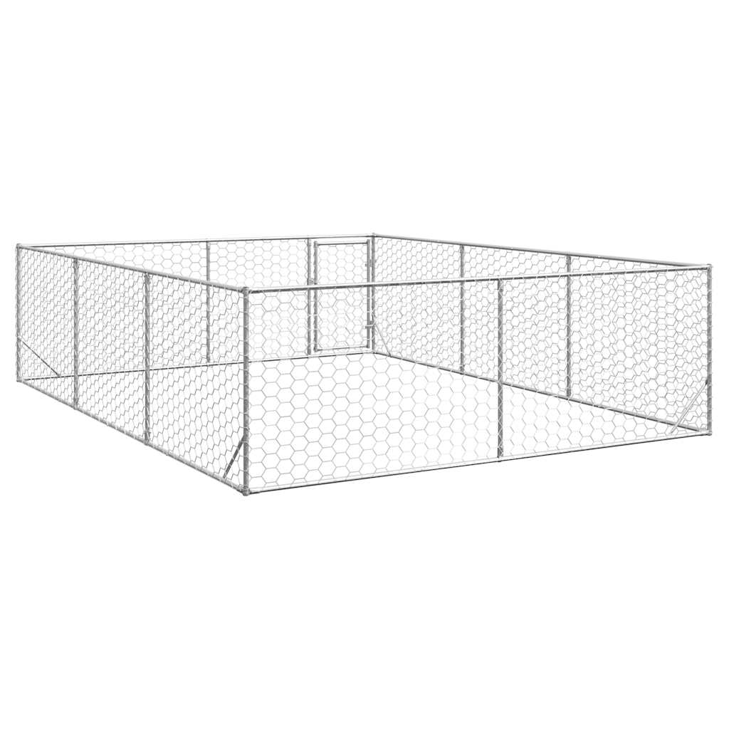 vidaXL Outdoor Dog Kennel with Door 3x4x1 m Galvanised Steel