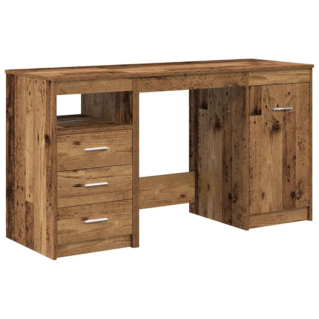 vidaXL Desk with Cabinet Old Wood Engineered Wood