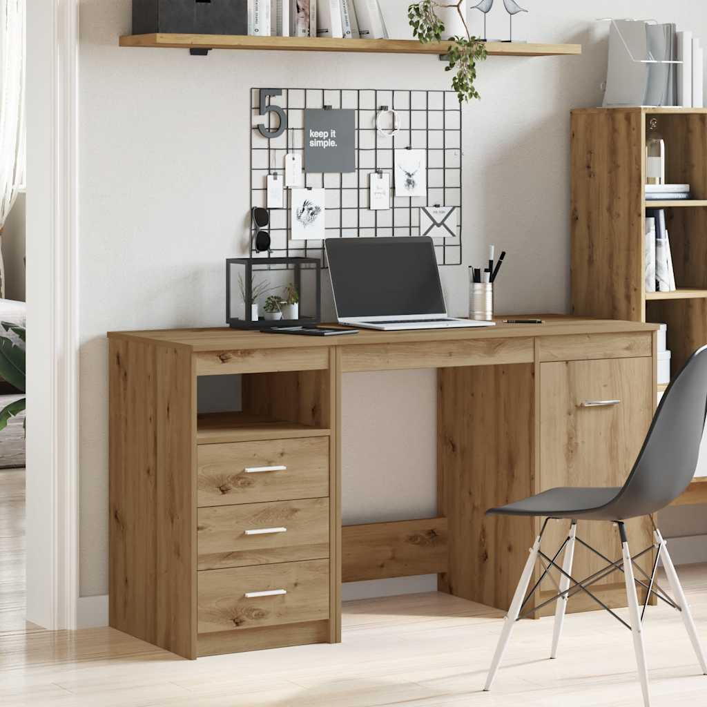 vidaXL Desk with Cabinet Artisan Oak Engineered Wood