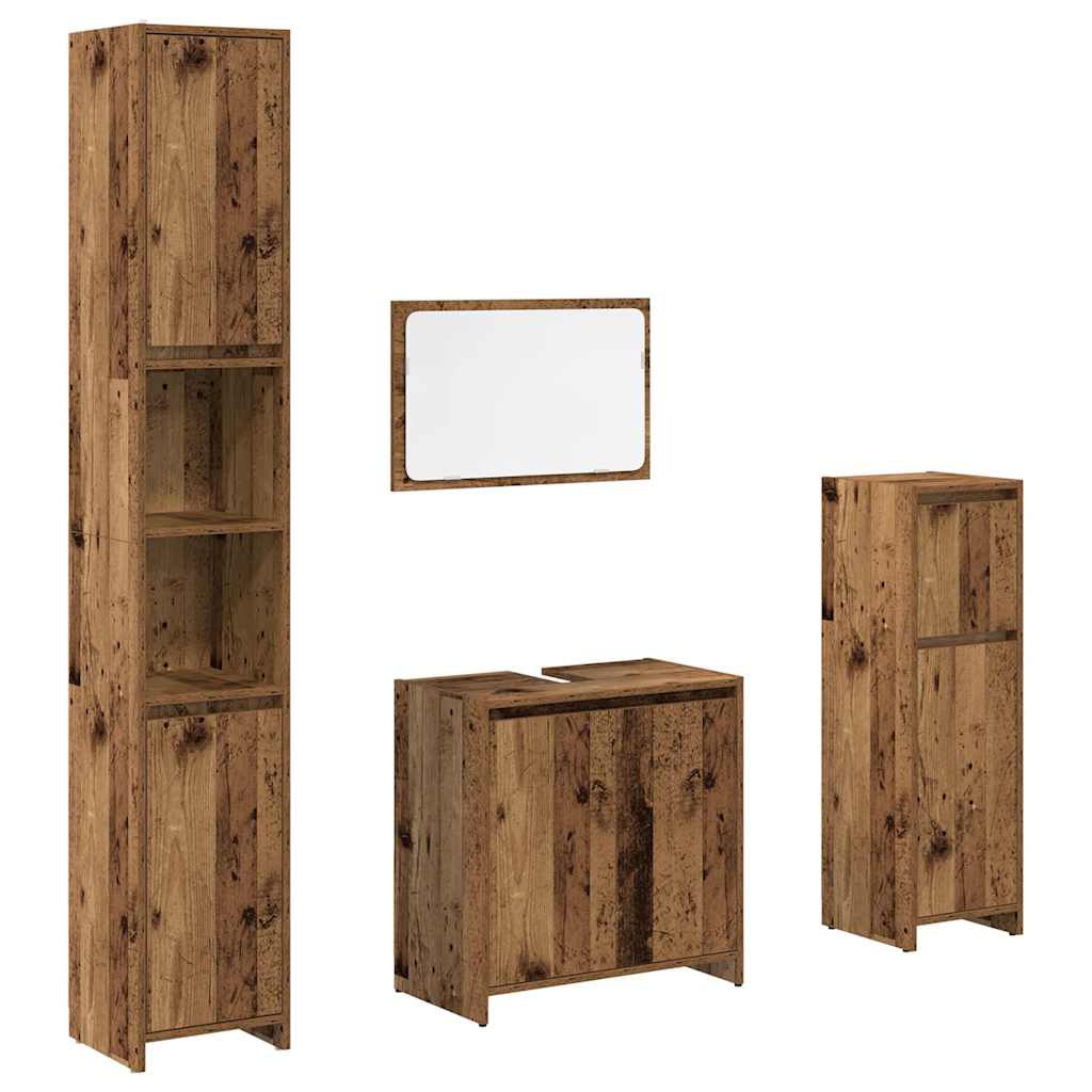 vidaXL 4 Piece Bathroom Furniture Set Old Wood Engineered Wood