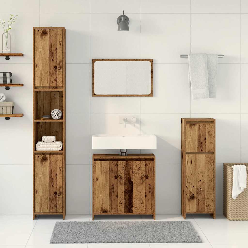 vidaXL 4 Piece Bathroom Furniture Set Old Wood Engineered Wood