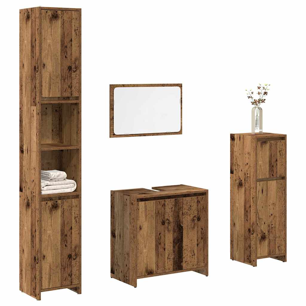 vidaXL 4 Piece Bathroom Furniture Set Old Wood Engineered Wood