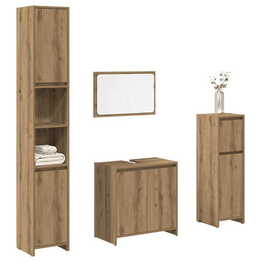 vidaXL 4 Piece Bathroom Furniture Set Artisan Oak Engineered Wood