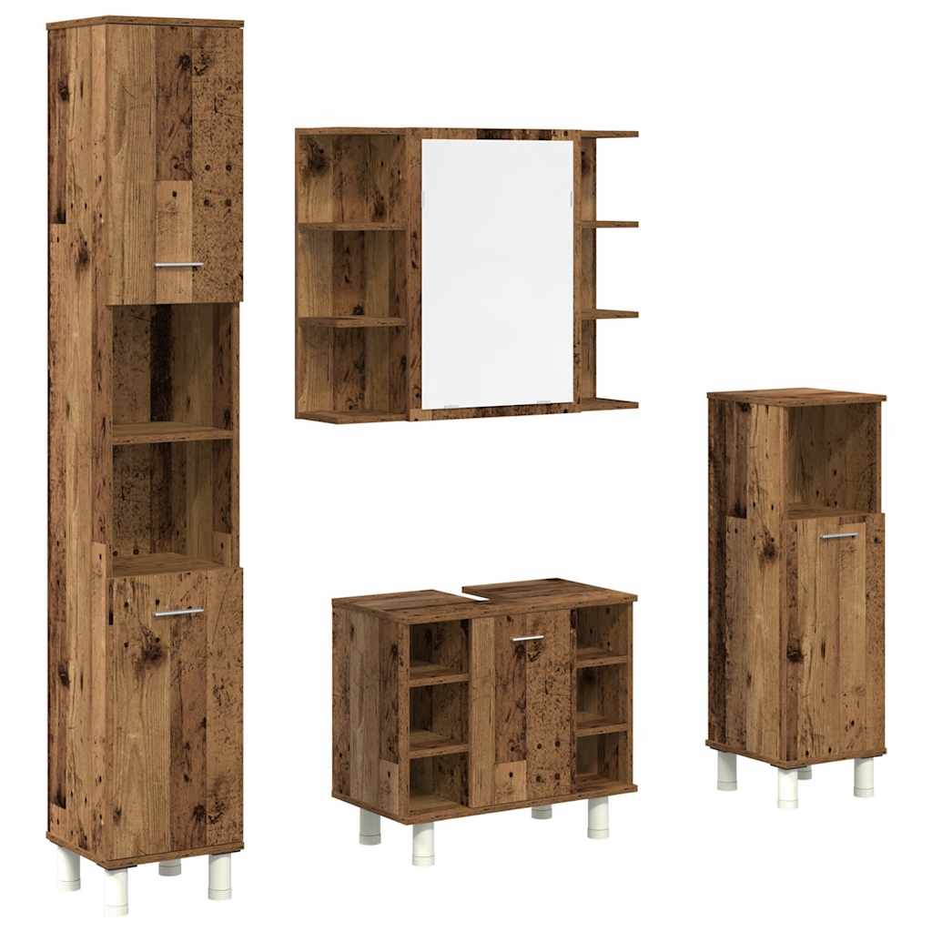 vidaXL 4 Piece Bathroom Furniture Set Old Wood Engineered Wood