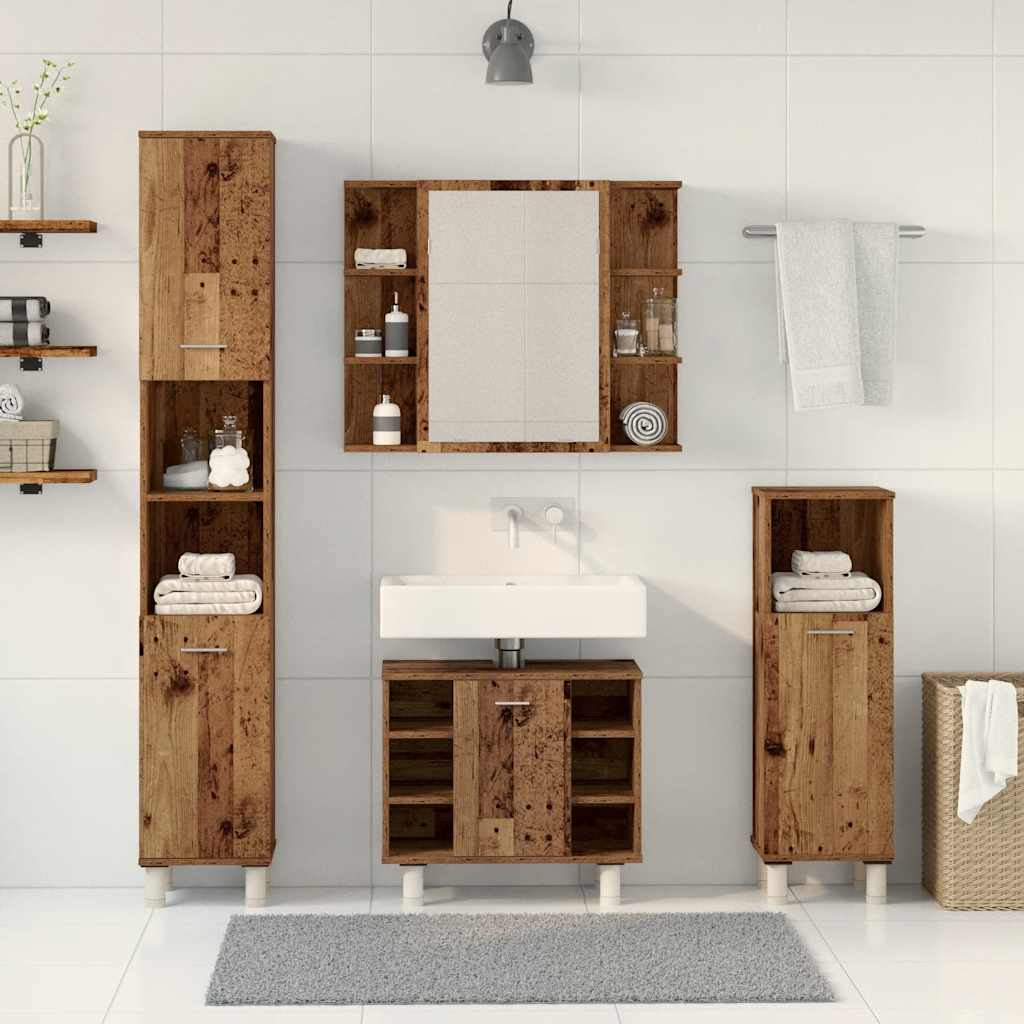 vidaXL 4 Piece Bathroom Furniture Set Old Wood Engineered Wood