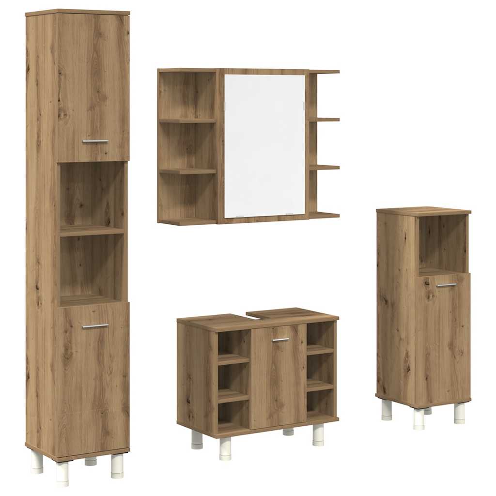 vidaXL 4 Piece Bathroom Furniture Set Artisan Oak Engineered Wood