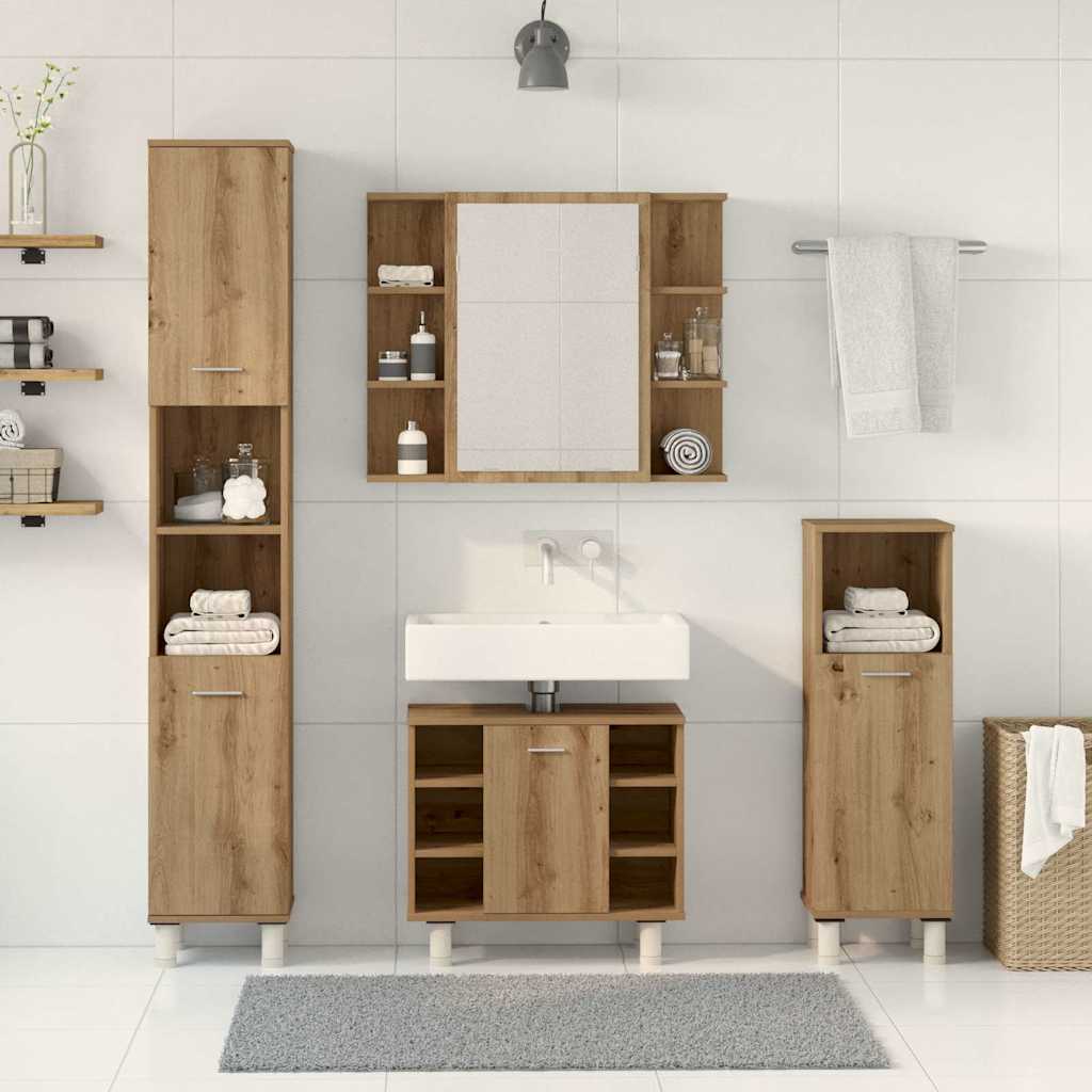 vidaXL 4 Piece Bathroom Furniture Set Artisan Oak Engineered Wood