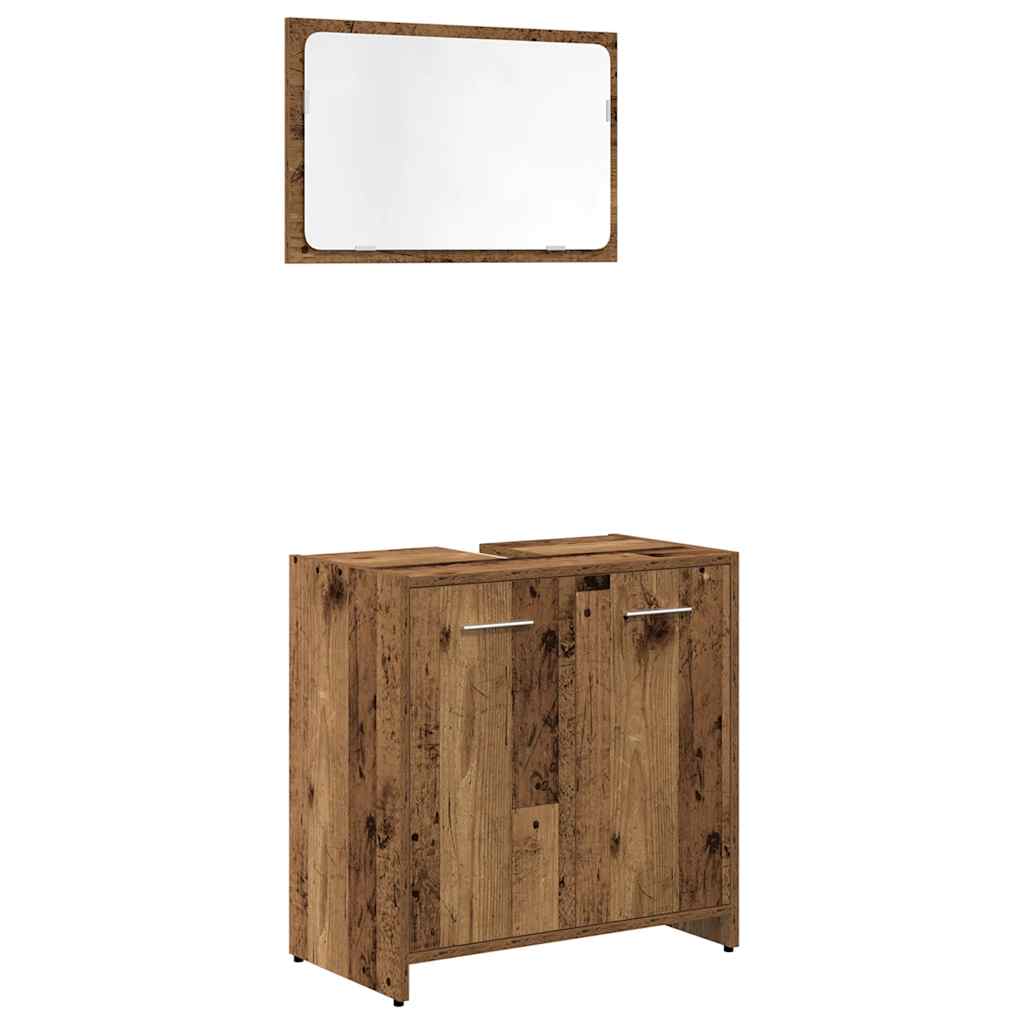 vidaXL 3 Piece Bathroom Furniture Set Old Wood Engineered Wood