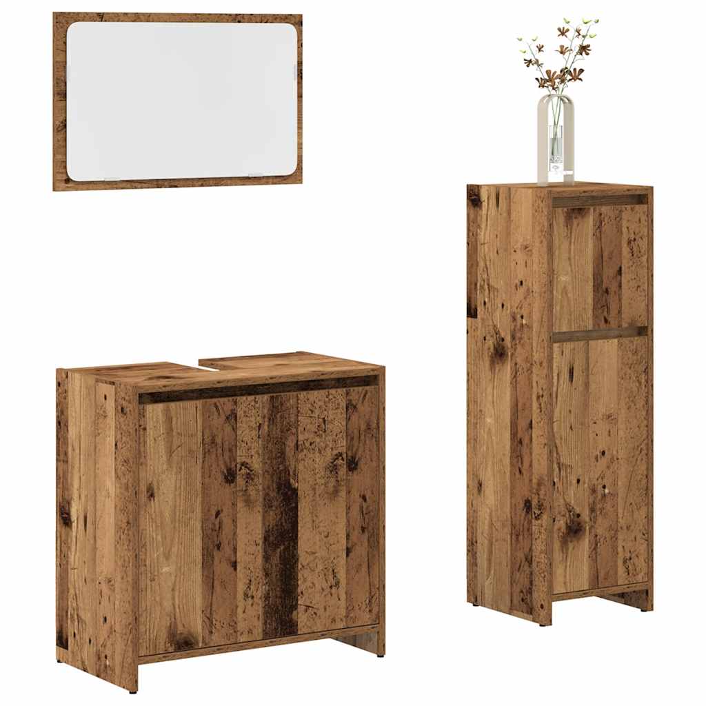 vidaXL 3 Piece Bathroom Furniture Set Old Wood Engineered Wood