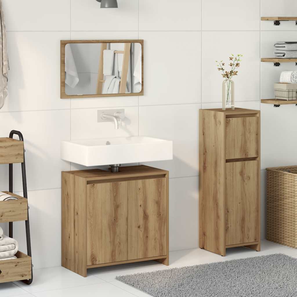 vidaXL 3 Piece Bathroom Furniture Set Artisan Oak Engineered Wood