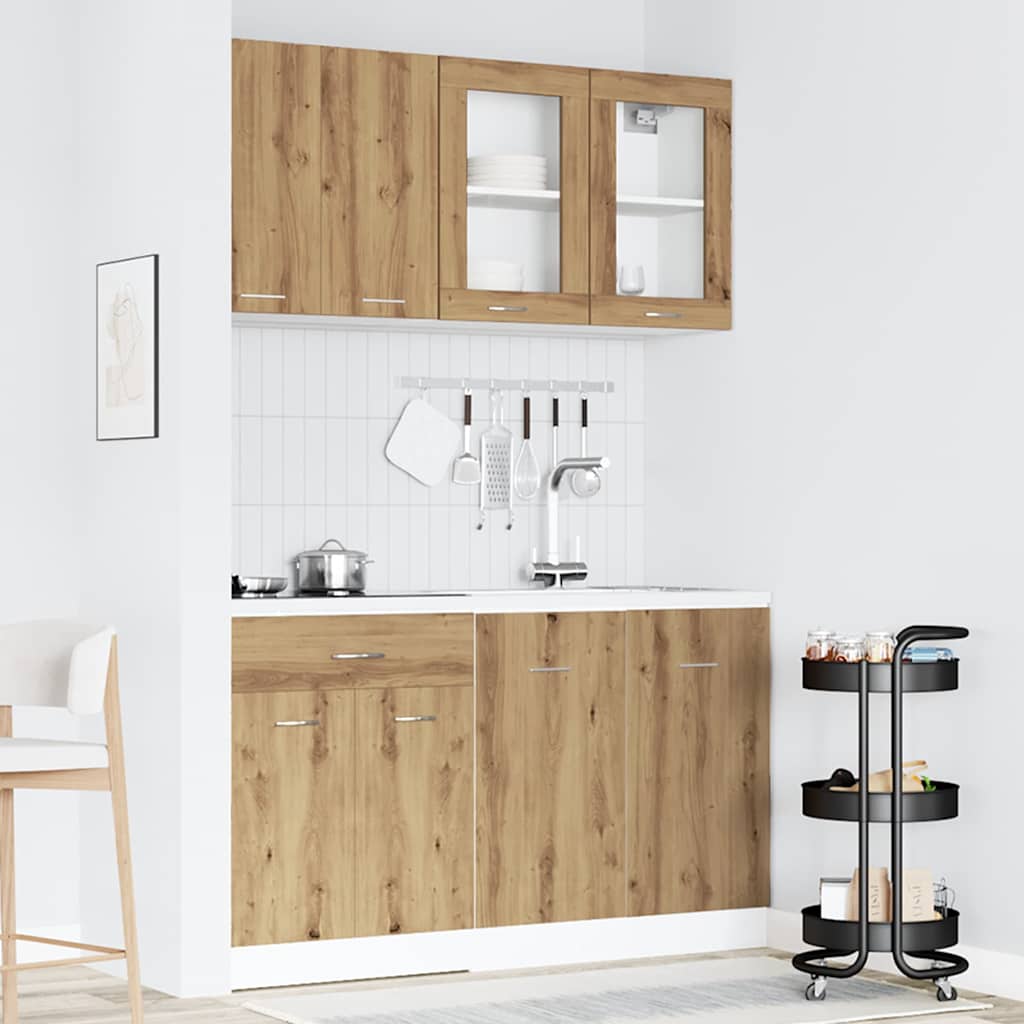 4 Piece Kitchen Cabinet Set Lyon Artisan Oak Engineered Wood