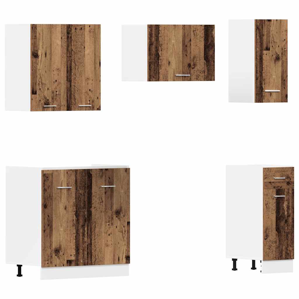 11 Piece Kitchen Cabinet Set Lyon Old Wood Engineered Wood