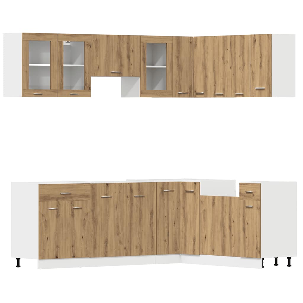 11 Piece Kitchen Cabinet Set Lyon Artisan Oak Engineered Wood