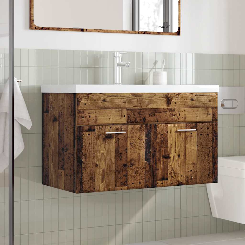 vidaXL 2 Piece Bathroom Furniture Set Old Wood Engineered Wood