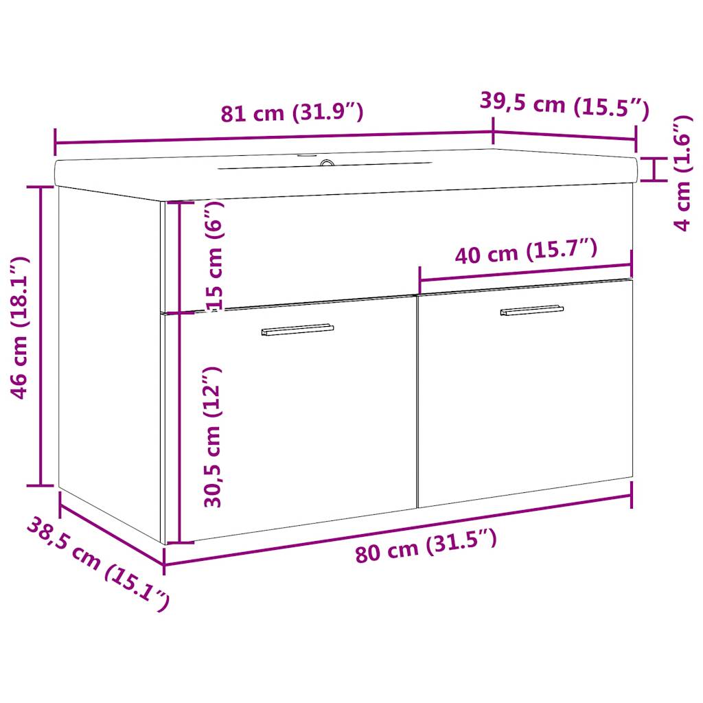 vidaXL 2 Piece Bathroom Furniture Set Old Wood Engineered Wood