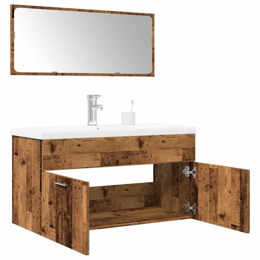 vidaXL 3 Piece Bathroom Furniture Set Old Wood Engineered Wood