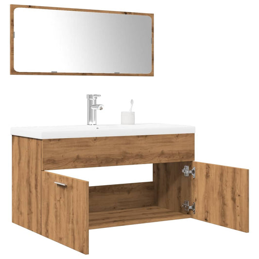 vidaXL 3 Piece Bathroom Furniture Set Artisan Oak Engineered Wood