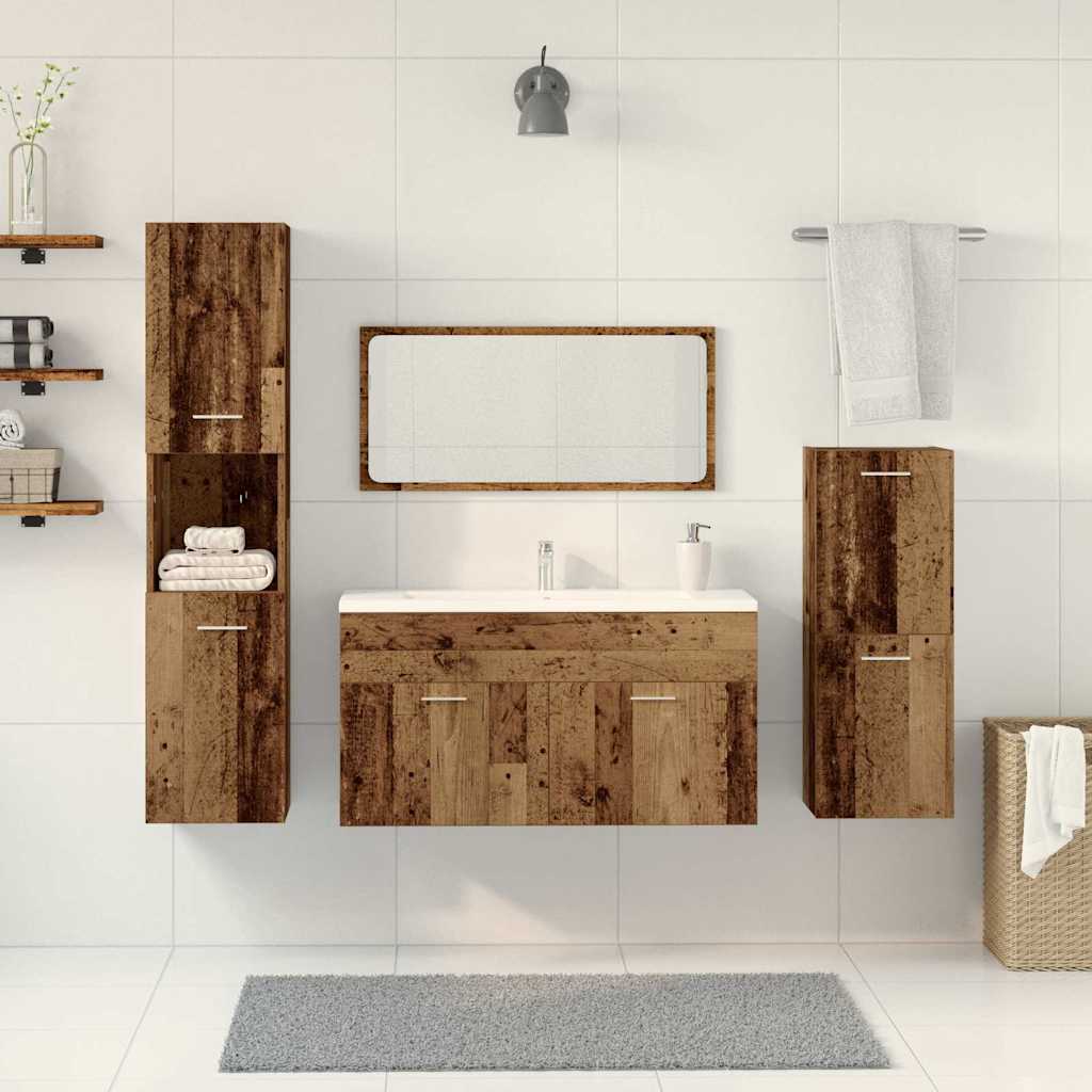 vidaXL 4 Piece Bathroom Furniture Set Old Wood Engineered Wood