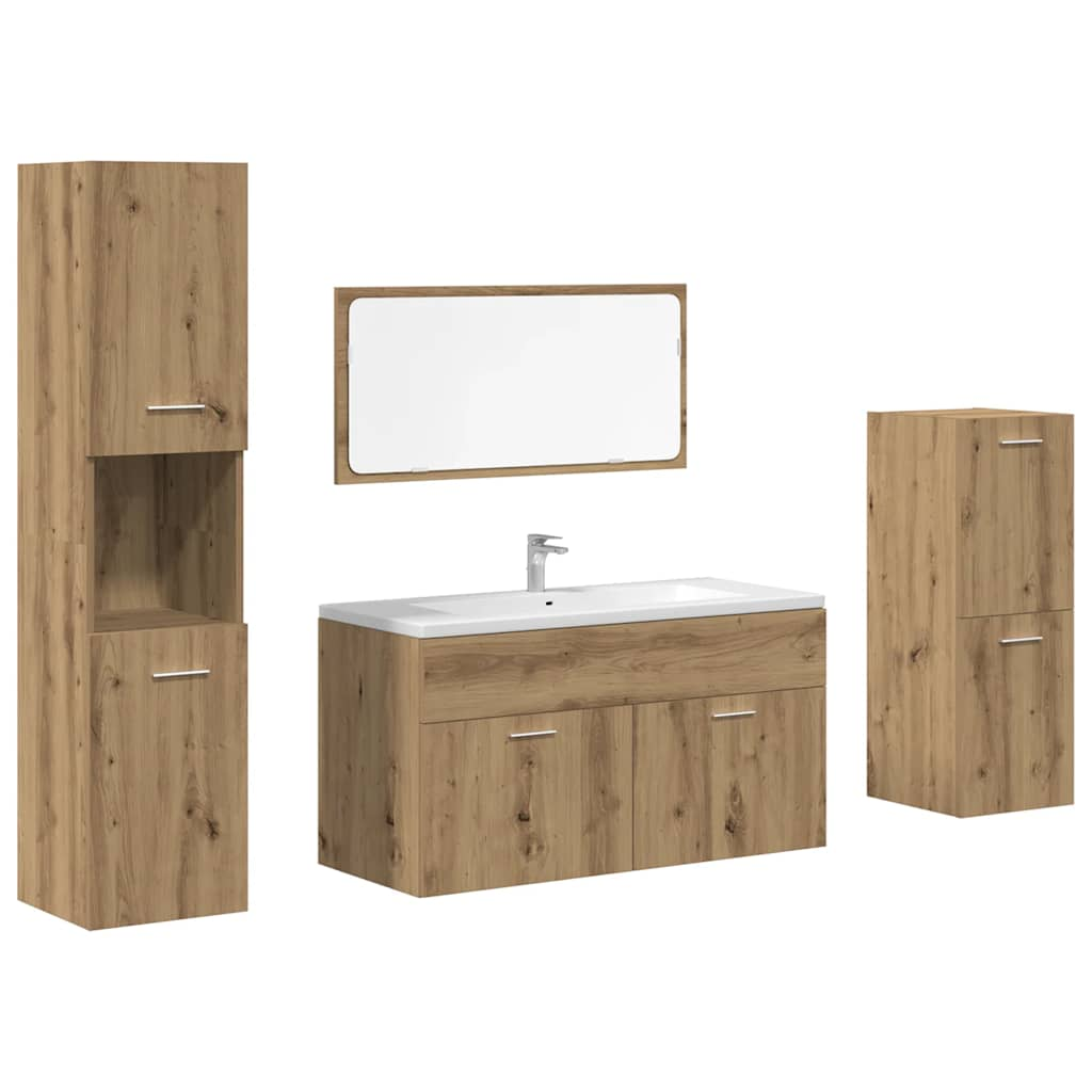 vidaXL 4 Piece Bathroom Furniture Set Artisan Oak Engineered Wood