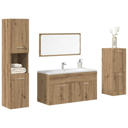 vidaXL 4 Piece Bathroom Furniture Set Artisan Oak Engineered Wood