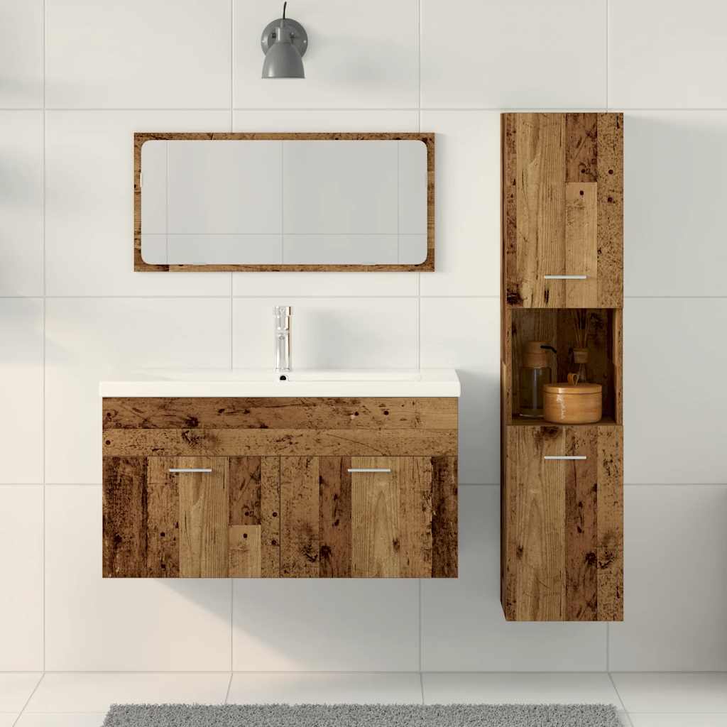 3 Piece Bathroom Furniture Set Old Wood Engineered Wood