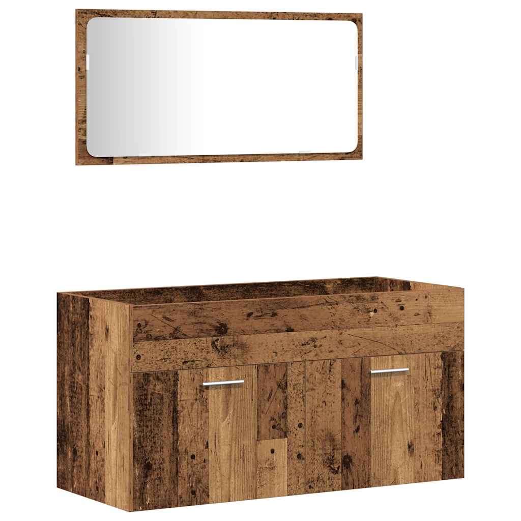 3 Piece Bathroom Furniture Set Old Wood Engineered Wood