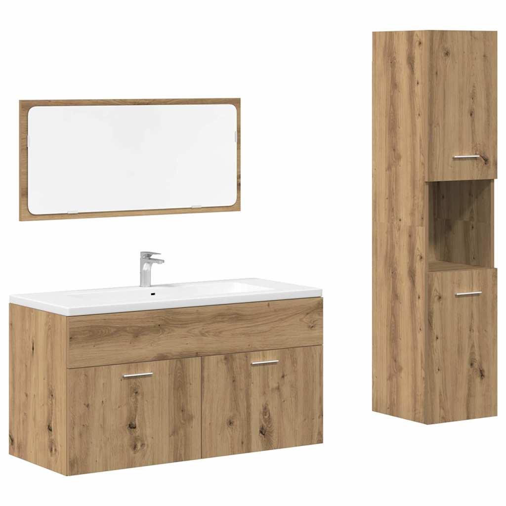 vidaXL 3 Piece Bathroom Furniture Set Artisan Oak Engineered Wood