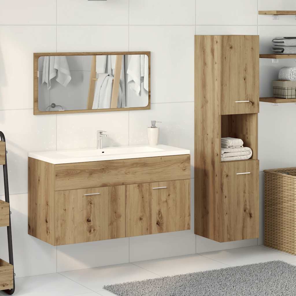 vidaXL 3 Piece Bathroom Furniture Set Artisan Oak Engineered Wood