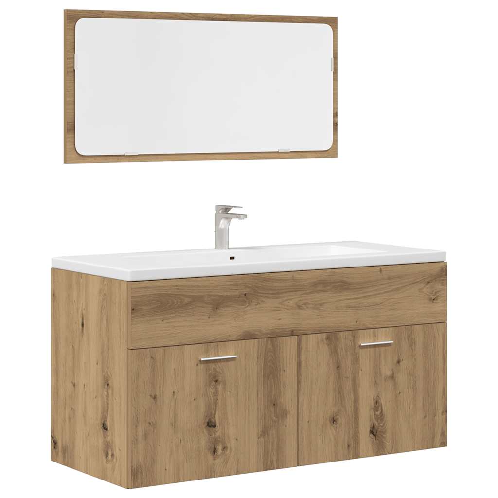 vidaXL 3 Piece Bathroom Furniture Set Artisan Oak Engineered Wood