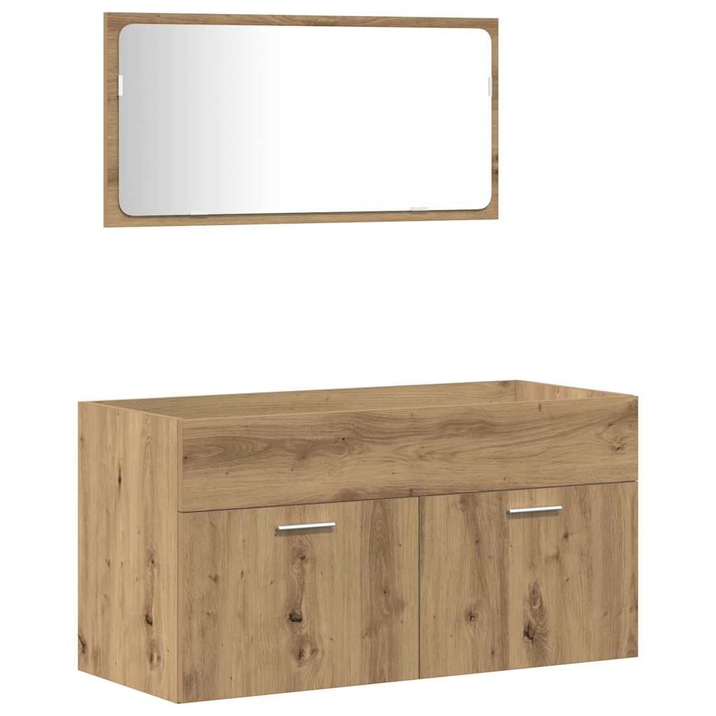 3 Piece Bathroom Furniture Set Artisan Oak Engineered Wood