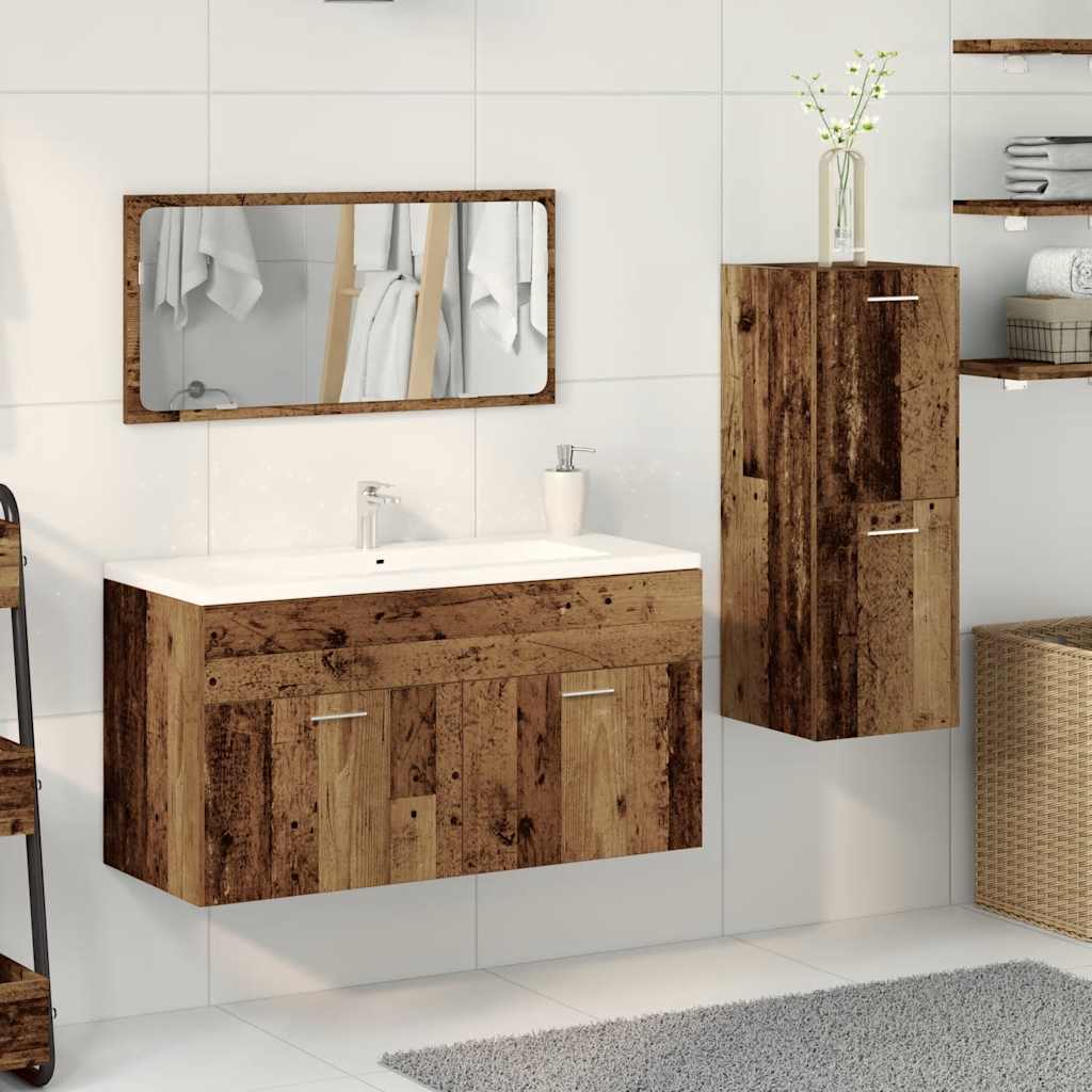 vidaXL 3 Piece Bathroom Furniture Set Old Wood Engineered Wood