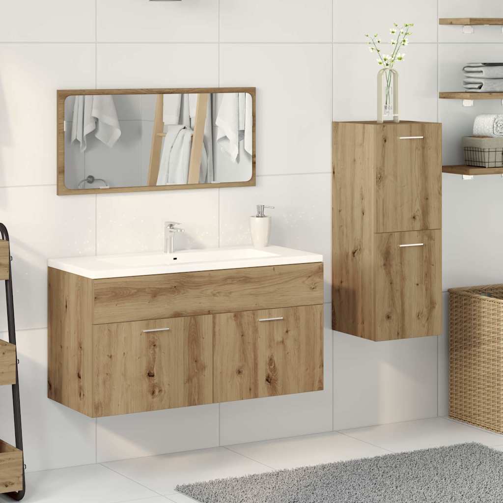 vidaXL 3 Piece Bathroom Furniture Set Artisan Oak Engineered Wood