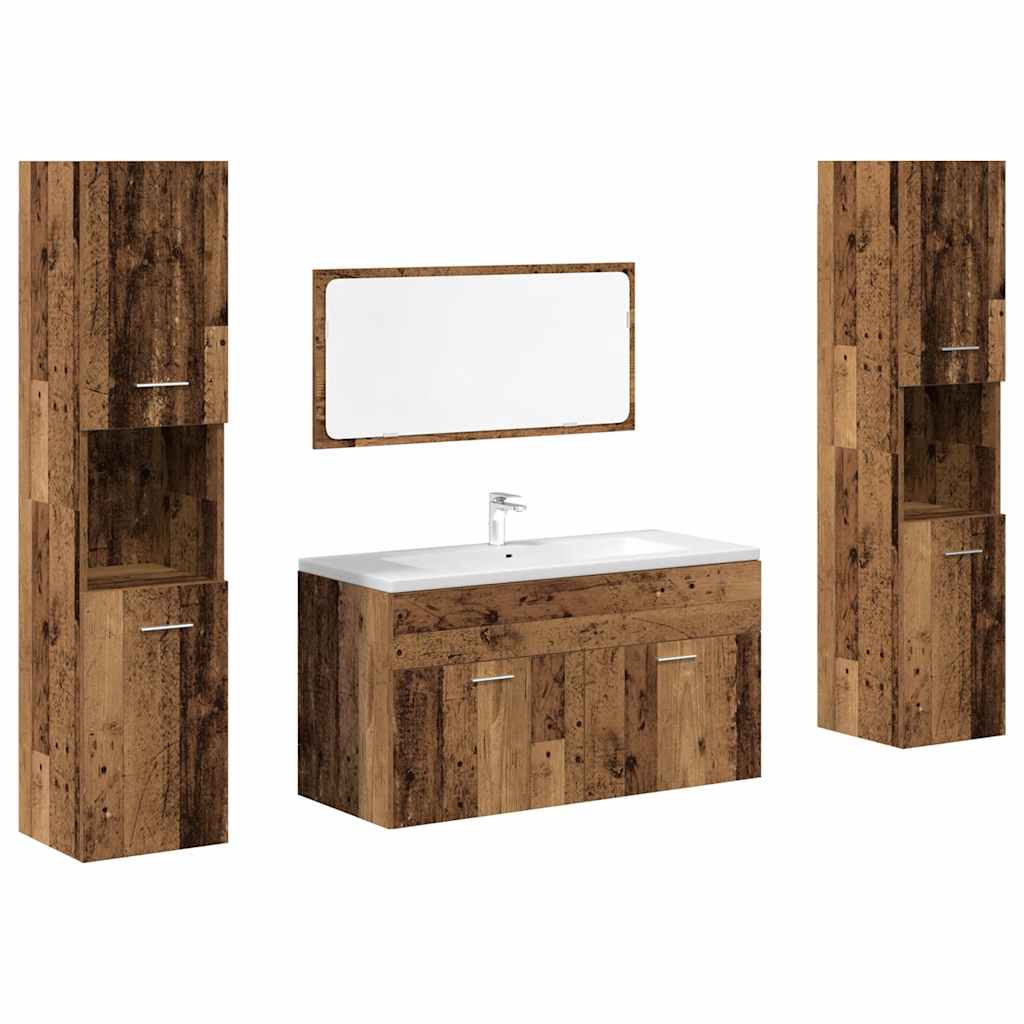 vidaXL 4 Piece Bathroom Furniture Set Old Wood Engineered Wood