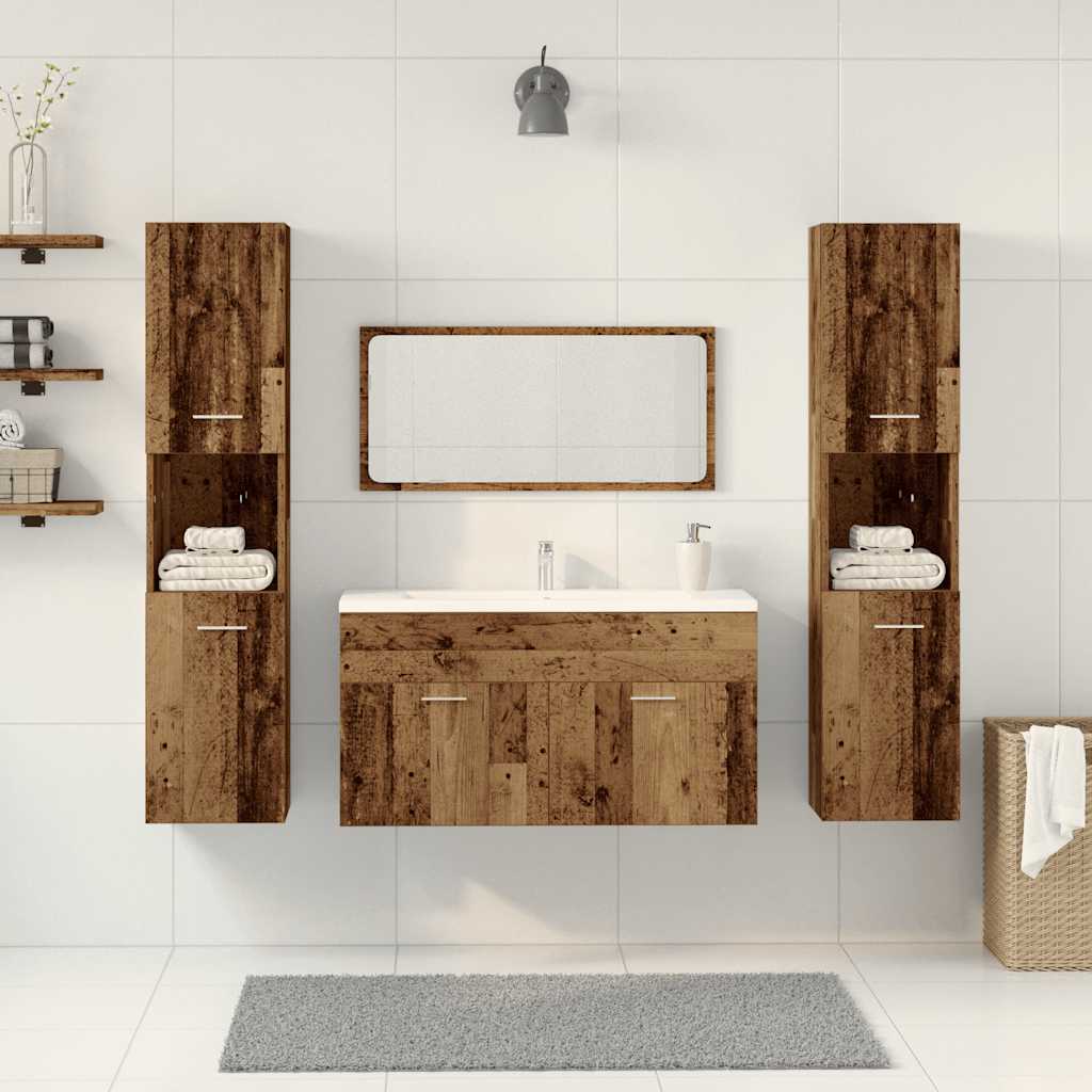 vidaXL 4 Piece Bathroom Furniture Set Old Wood Engineered Wood