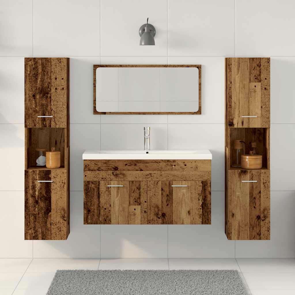 4 Piece Bathroom Furniture Set Old Wood Engineered Wood