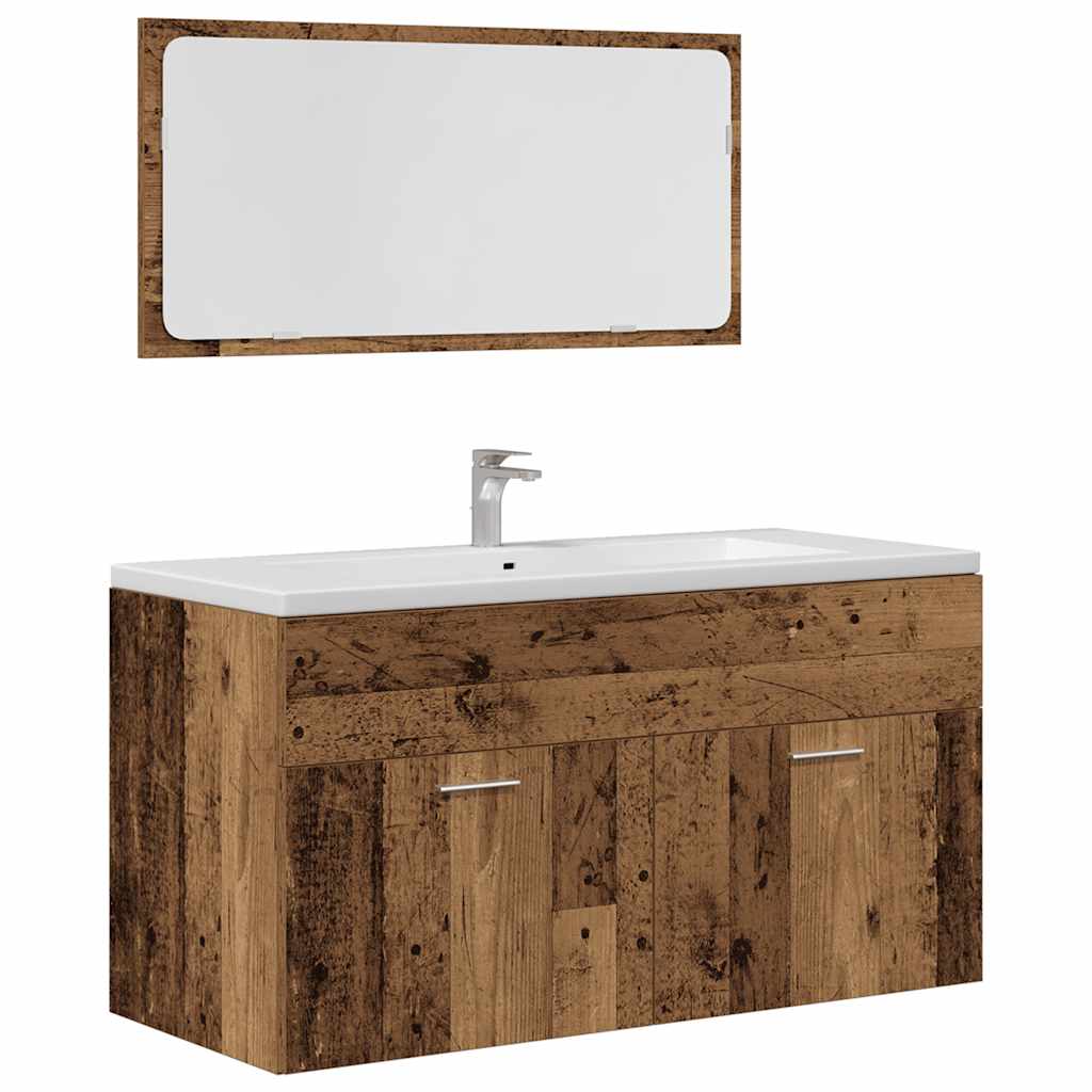 vidaXL 4 Piece Bathroom Furniture Set Old Wood Engineered Wood