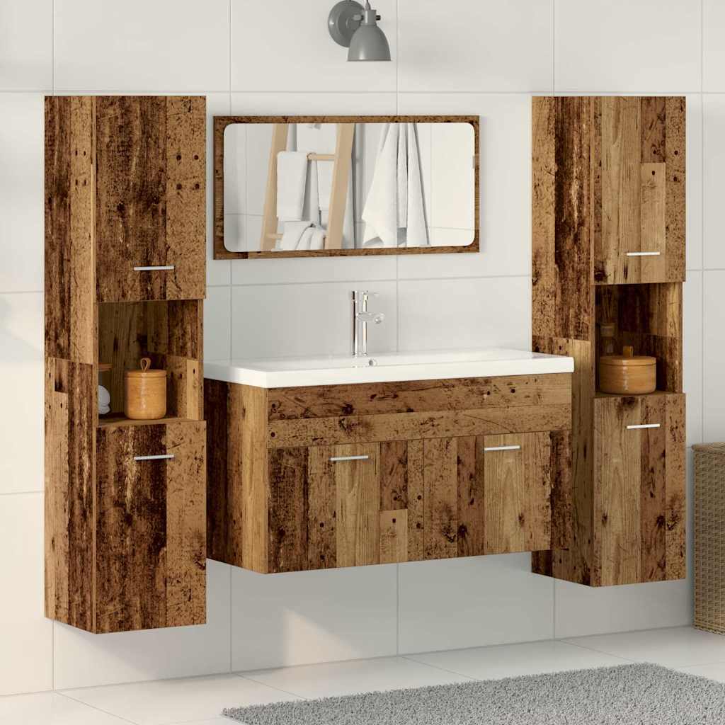 4 Piece Bathroom Furniture Set Old Wood Engineered Wood