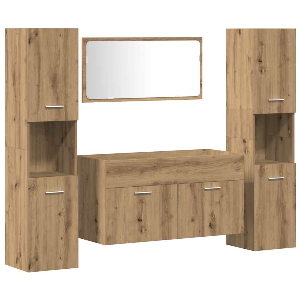 4 Piece Bathroom Furniture Set Artisan Oak Engineered Wood