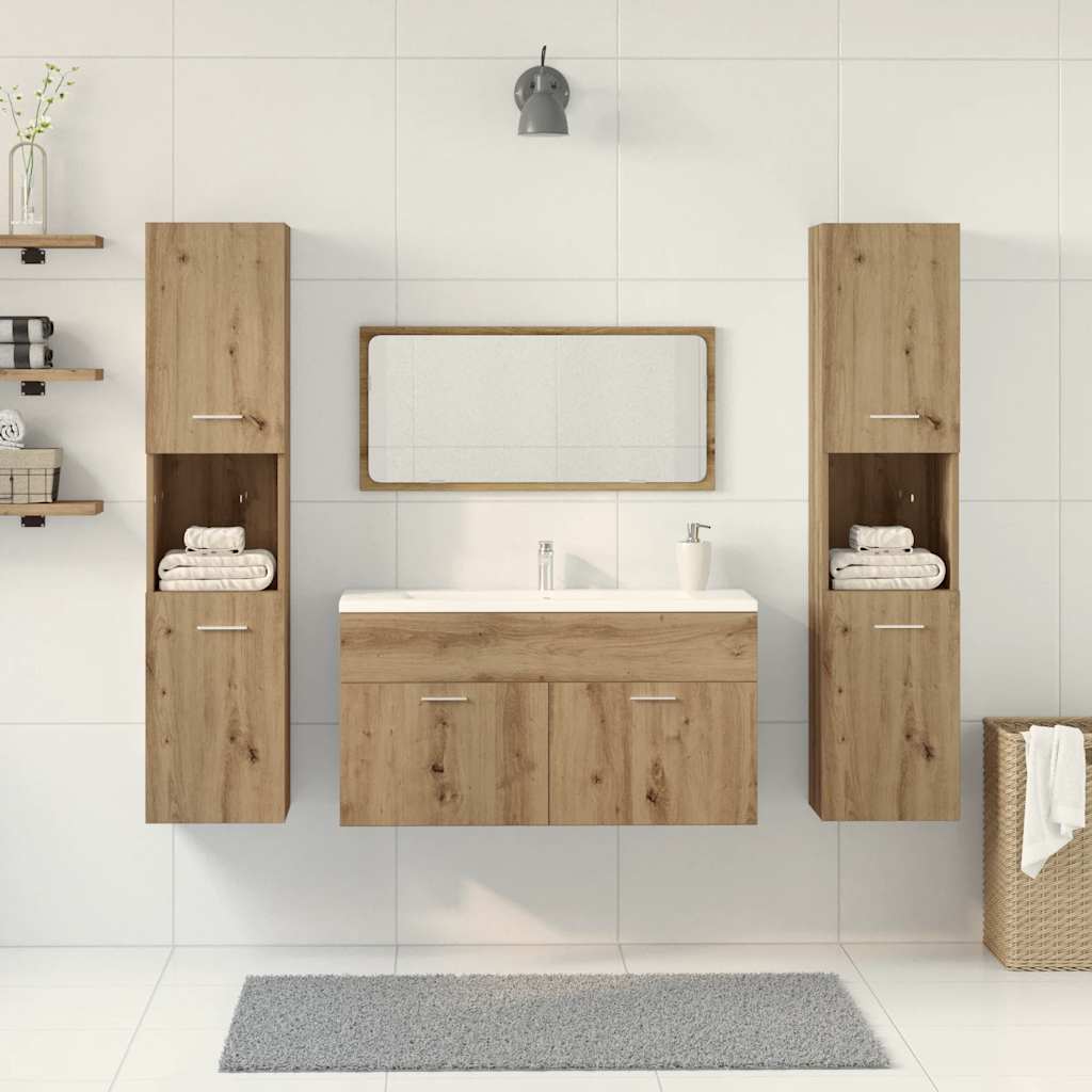 vidaXL 4 Piece Bathroom Furniture Set Artisan Oak Engineered Wood